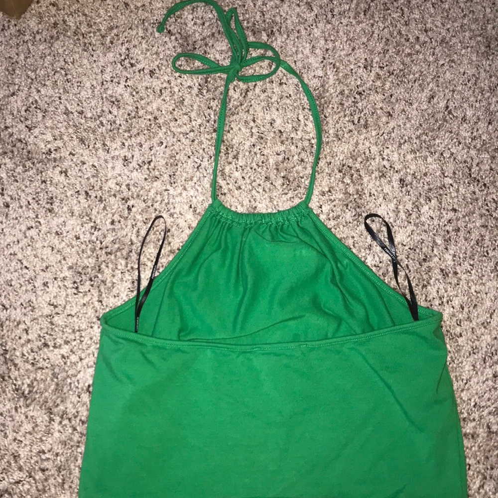 F21 Green Halter Cropped Tank - Picture 2 of 3